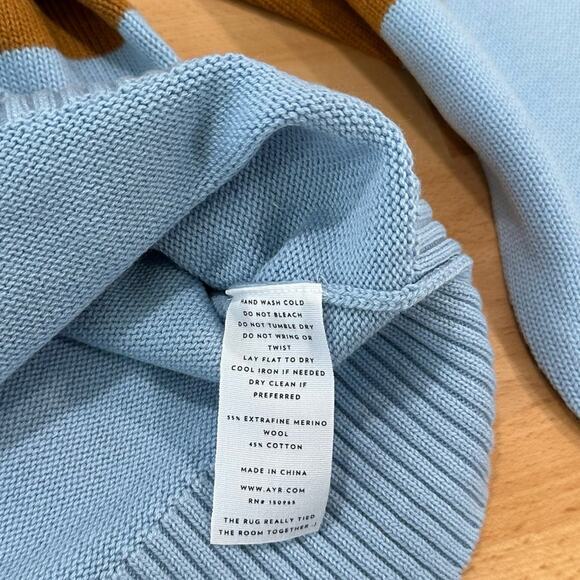 AYR The Yachty Moma Luxury Wool Sweater Purple Orange Blue Striped size Small - Picture 5 of 7